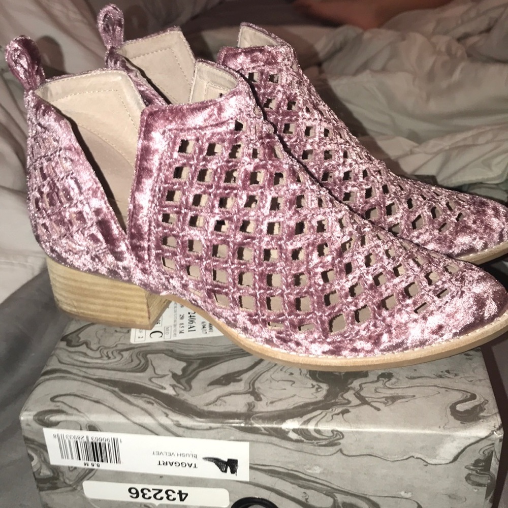 Jeffrey Campbell Rare blush velvet ankle boots 😍